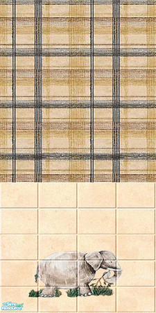 Sims 2 — Childrens Out of Africa 3 by Lorah — Lion, elephant and zebra wallpaper, tile and border in peach and yellow for