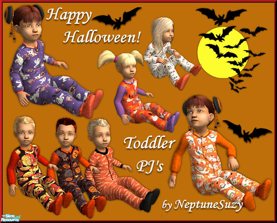 Sims 2 — NSC Toddler PJ\'s Set3 - Halloween by Neptunesuzy — Your little Simmies will be very comfy in these Cute