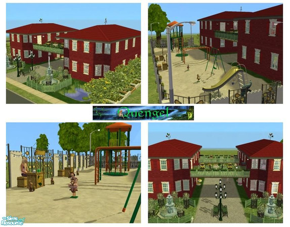 Sims 2 — Quengel 45 by Quengel — Apartment with 2 units. Each with 1 balcony, bed- &livingroom, kitchen, nursery, 2