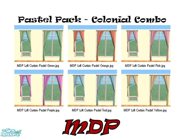 Sims 2 — MDP Pastel Pack Loft Curtains by MelandStv — Part of my Pastel Pack. Made w/SimPe. Enjoy!