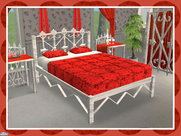 Sims 2 — Bazaar Bedroom In White-Bed by Dgandy — Recolor of the Bazaar Bedroom set in White and Red. Bed Frame Only.