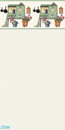 Sims 2 — White Nostalgic Wallpaper by KalicoKat — This wallpaper, with a retro stove border, adds a nostalgic touch to