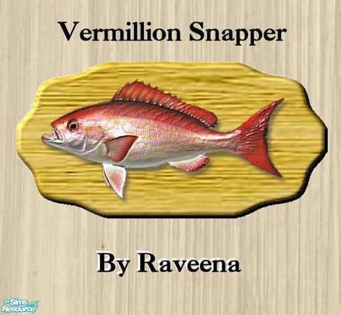 Sims 2 — Mounted Vermillion Snapper by Raveena — You will need BitsyBus's 2-tile mesh file for this object to work in the