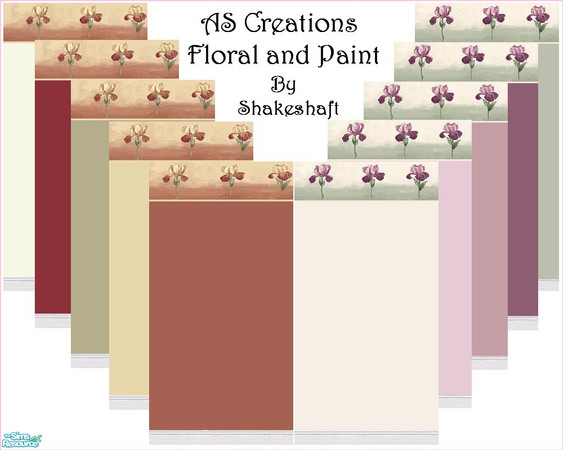 Sims 2 — AS Creations Floral and Paint by TSR Archive — A set of 10 wallpapers in different shades. ** TSRAA **