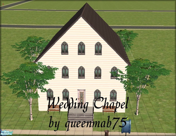 Sims 2 — Wedding Chapel by queenmab75 — Come get married in style! This chapel includes a wedding arch, champagne, a