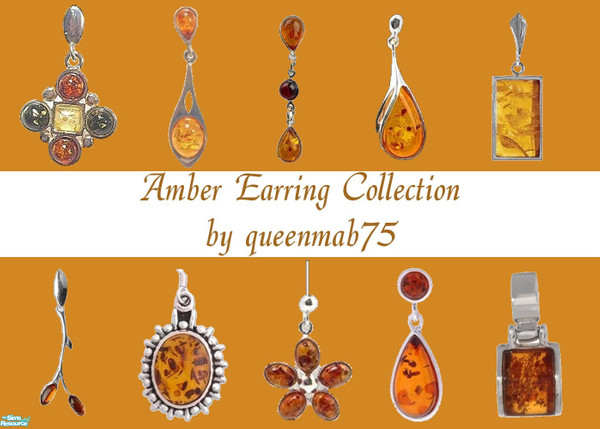 Sims 2 — Amber Earring Collection by queenmab75 — A collection of amber earrings for your Sim!