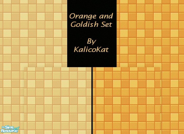 Sims 2 — Orange and Goldish Tile Set by KalicoKat — Add some bright colors to your sim's bathroom without the hefty price