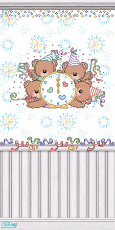 Sims 2 — TL - New Years Bears Wallpaper 4 by TabbyLou — Wallpaper with decals. Bring in the New Year 2006 with your