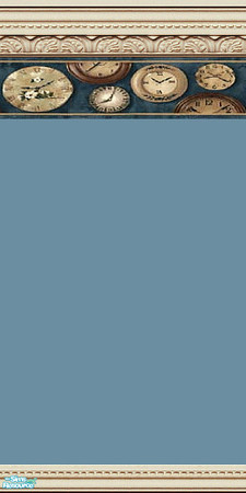 Sims 2 — Clocks by Lorah — Cream woodworking with a clock border and blue paint.