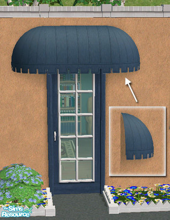 Sims 2 — Round awning right end by Windkeeper — Round right awning end, mesh file. Requires "Window awning"