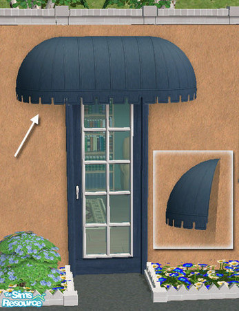 Sims 2 — Round awning left end by Windkeeper — Round left awning end, mesh file. Requires "Window awning" file