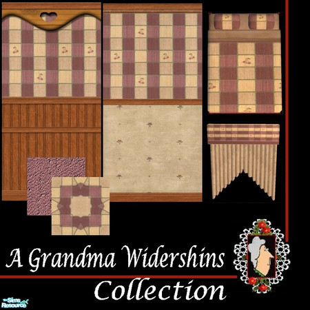 Sims 2 — Grandma Widershins Collection # 3 by galilea — Cherries: Charming combination of 2 walls, 2 floors, bedding for