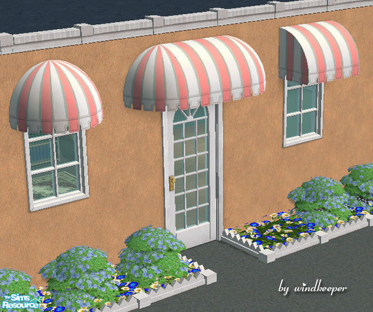 Sims 2 — Window awning - coral stripes by Windkeeper — *Jun 17/06 updated to remove shine* Window awning recolor. Will