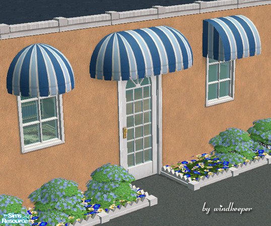 Sims 2 — Window awning - bright blue stripes by Windkeeper — *Jun 17/06 updated to remove shine* Window awning recolor.