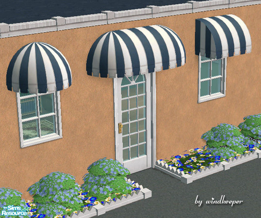 Sims 2 — Window awning - blue stripes by Windkeeper — *Jun 17/06 updated to remove shine* Window awning recolor. Will