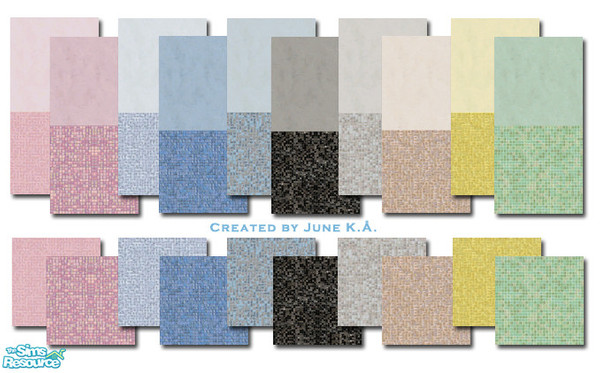 Sims 2 — Mosaic Wall & Floor Set by dj_une — A collection of mosaic floor and walls in ten different colours. Perfect