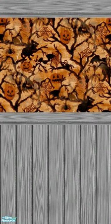 Sims 2 — TC-110 Halloween Party- Wallpaper- Gray with Pumpkins by mom_of2boyz — Everything you need for a spooky