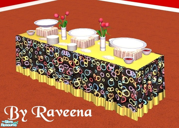 Sims 2 — New Years Eve Buffet 1 by Raveena — Colorful buffet table for your New Year's Eve party.