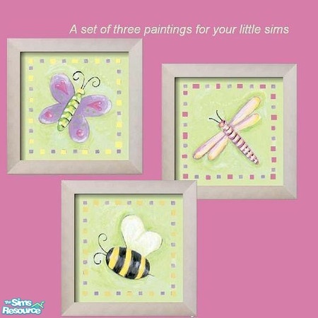 Sims 2 — Bugaboos: A set of Three Paintings by kristiemi — A set of three paintings for your little sim's bedroom or