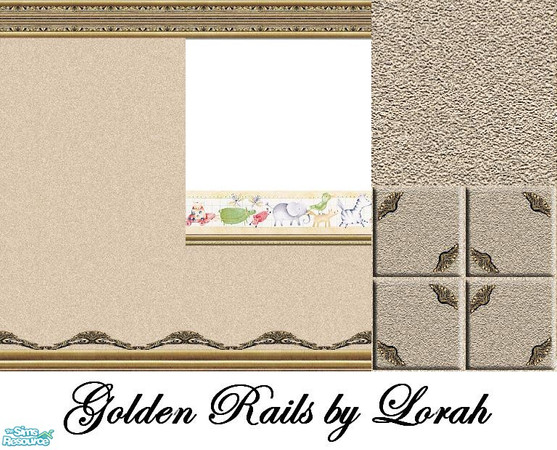 Sims 2 — Golden Rails 2 by Lorah — Golden Rails 2 with peach wallpaper, carpet and tiles.
