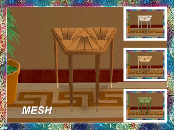 Sims 2 — Stained Art Bedroom-End Table MESH by Dgandy — MESH FILE includes all 4 wood finishes. Decorate in style with