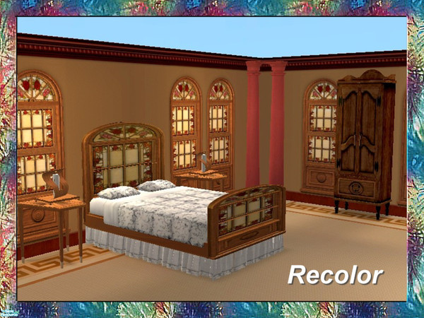 Sims 2 — Stained Art Bedroom-Bed-Dark Frame-Glass by Dgandy — Decorate in style with this Bedroom Set custom made to