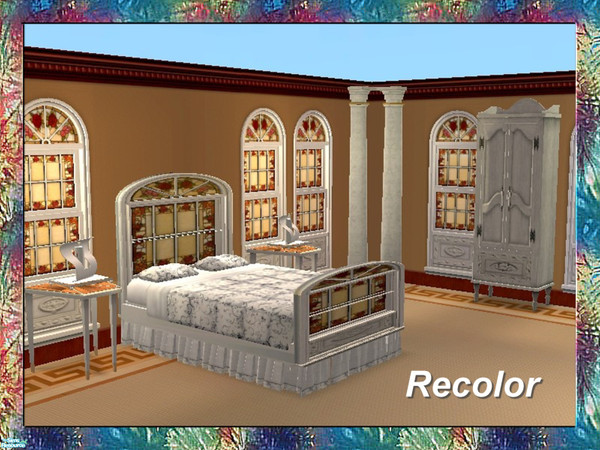 Sims 2 — Stained Art Bedroom-Bed-White Frame-Glas by Dgandy — Decorate in style with this Bedroom Set custom made to