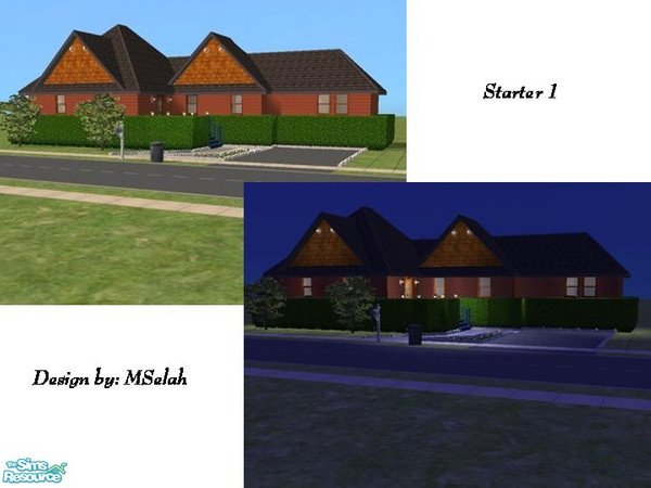 Sims 2 — Starter 1 by mselah — Two bedrooms, 1 bathroom, carport. Fully decorated and landscaped. A great home for a