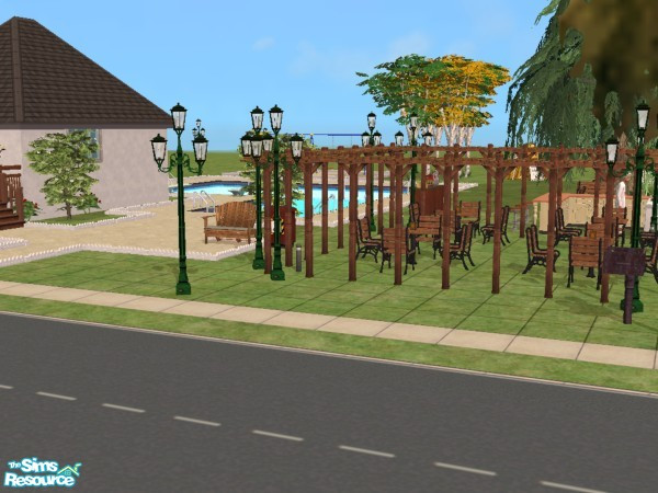 Sims 2 — Mountain View Park by mselah — Outdoor dining at its finest. Enjoy a swim before or after dinner, then roast