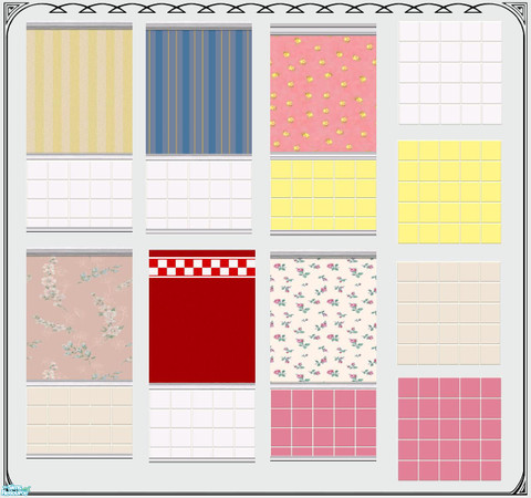 Sims 2 — Maxis Made for Bath or Kitchen by Henwen — For those of you who don't mind the Maxis walls in the game, here are