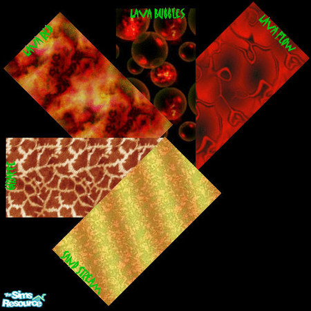 Sims 2 — Red/orange Wallpaper Set by oceanpupz — This set contains five different wallpapers for your Sims to enjoy. Lava