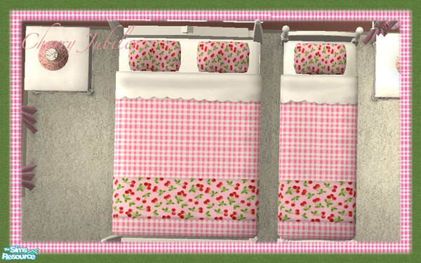 Sims 2 — Cherry Jubilee - Bedding by HugeLunatic — A bedroom and small study area using the quaint collection from the