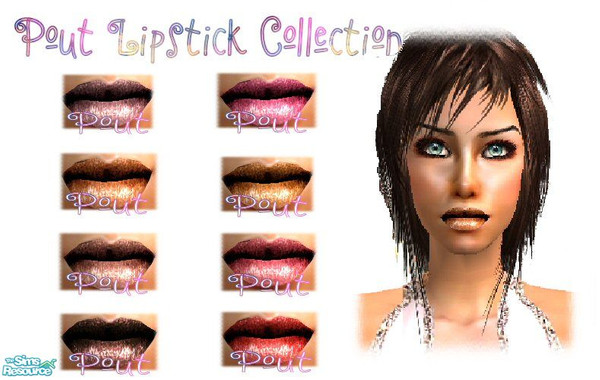 Sims 2 — Pout Lipstick Collection by fortunecookie1 — Deep color with a nice "plump" factor. This lipstick is