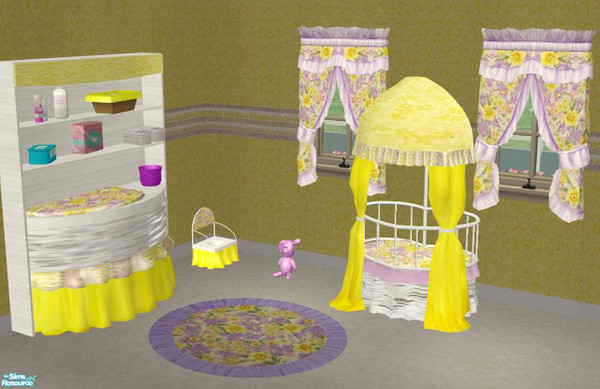 Sims 2 — Lemonberry Nursery - TC46 by Riverwillows — Lovely nursery in yellow and violet, using Eisbaerbonzo's textures