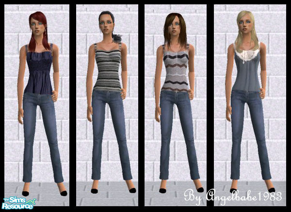 Sims 2 — Indigo Set by Angelbabe1983 — Here are 4 Pants and Tops Sets. Comes in 4 different styles for your Female Adult