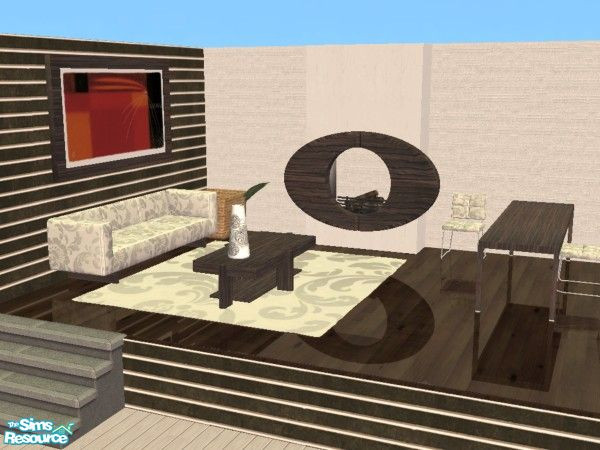 Sims 2 — Fancy Cream living by mu13 — a retro recolor of garance set by Mango