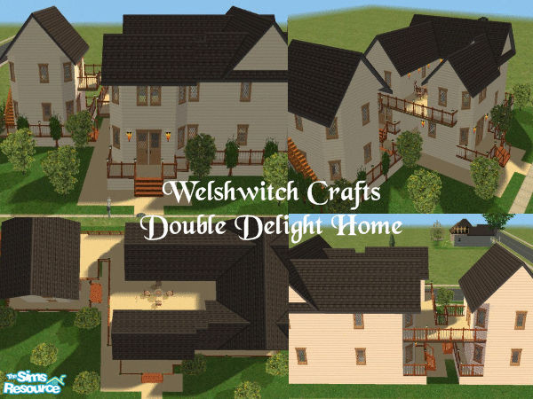 Sims 2 — Double Delight Home by WelshWitch — Two homes in one on small lot. 1 bedroom annex, with bathroom on 1st floor,