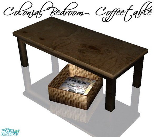 Sims 2 — Colonial Bedroom Coffeetable by Angela — A dark wooden Colonial Style bedroom. Set contains: Bed,