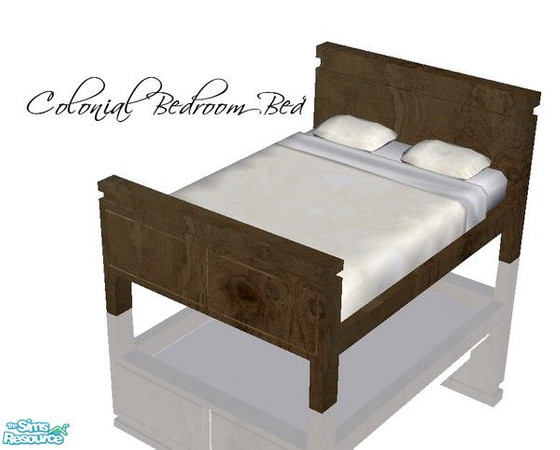 Sims 2 — Colonial Bedroom Bed by Angela — A dark wooden Colonial Style bedroom. Set contains: Bed, Beddingrecolour,