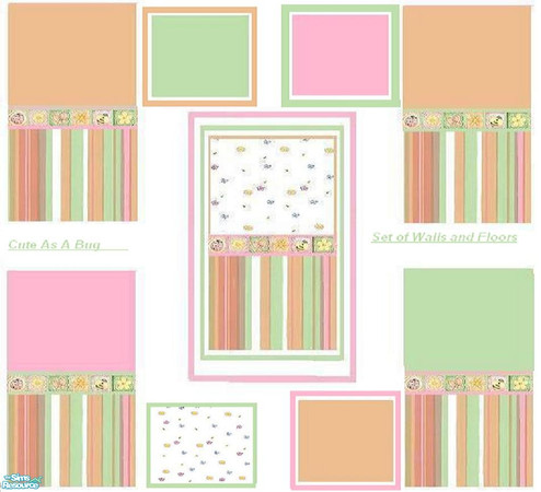 Sims 2 — Cute as a bug wall and floor set by kristiemi — The Cute as a bug wall and floor set includes 5 walls and 4