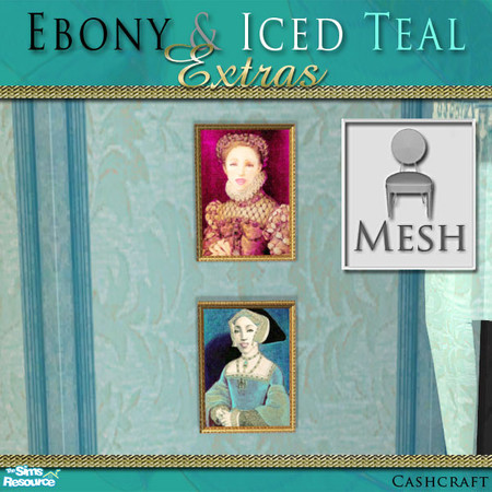 Sims 2 — Ebony & Teal Small Portraits Mesh by Cashcraft — Extra decorative items for my Ebony & Iced Teal Bedroom