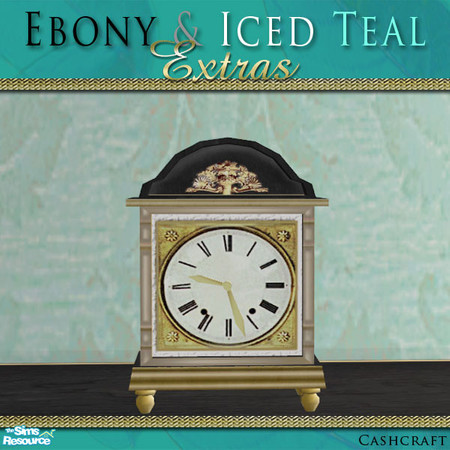 Sims 2 — Ebony & Iced Teal Deco Clock by Cashcraft — Extra decorative items for my Ebony & Iced Teal Bedroom Set.