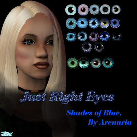 Sims 2 — Just Right Eyes-Blue by arenaria — Looking for just the right color of blue, here is 21 shades to choose from!