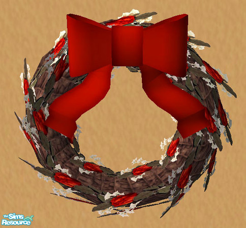 Sims 2 — Red Rose Wreath by Simaddict99 — requires the Wall Wreath mesh from this set (link also below). Shown with