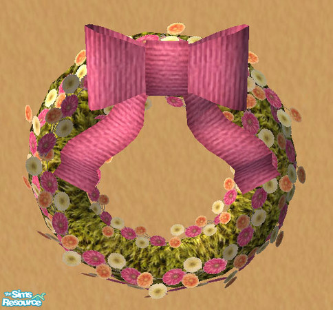 Sims 2 — Spring Wreath 1 by Simaddict99 — requires the Wall Wreath mesh from this set (link also below). Shown with moss