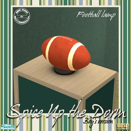 Sims 2 — Spice Up the Dorm, Football lamp by BetterbeSim — Unique tablelamp in football disguise. Part of the male