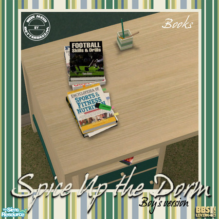 Sims 2 — Spice Up the Dorm, Books aside by BetterbeSim — Part of the male version of the Spice Up the Dorm set. New mesh!