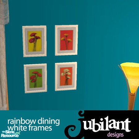 Sims 2 — Rainbow Dining White Picture Frame by Jubilant — This is the white frame file for the two rainbow flower prints.