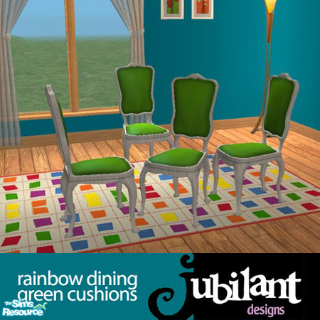 Sims 2 — Rainbow Dining Green Cushion by Jubilant — A green recolor of the dining chair cushion. Use with other colors