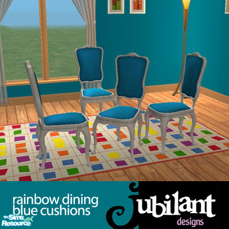 Sims 2 — Rainbow Dining Blue Seat Cushions by Jubilant — Recolor of dining seat cushion. A vibrant blue to compliment the